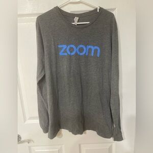 Zoom Logo Long Sleeve Shirt Gray Bella + Canvas Unisex XL